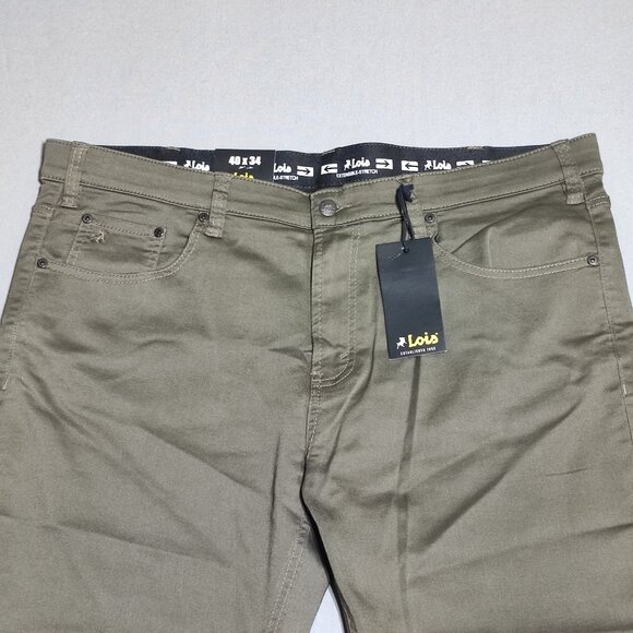 Lois Brad jeans men's size 40X29 olive green colour slim leg stretch NWT - Picture 2 of 13